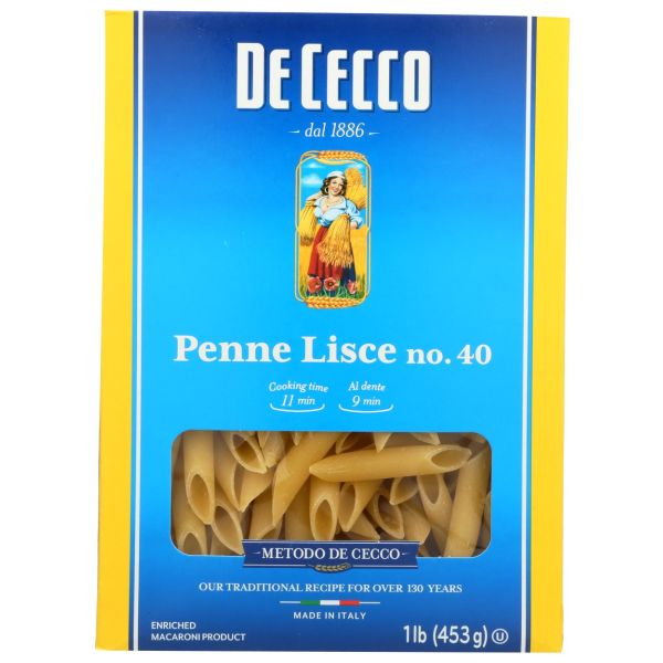 DE CECCO: Penne Lisce No 40, 16 oz