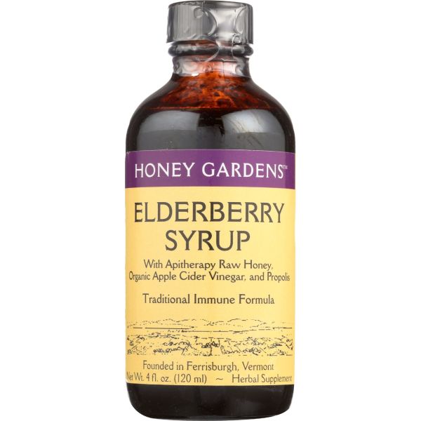 HONEY GARDEN: Elderberry and Honey Syrup, 4 fo