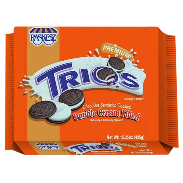 PASKESZ: Trios Chocolate Double Filled Sandwich Cookies, 15.35 oz