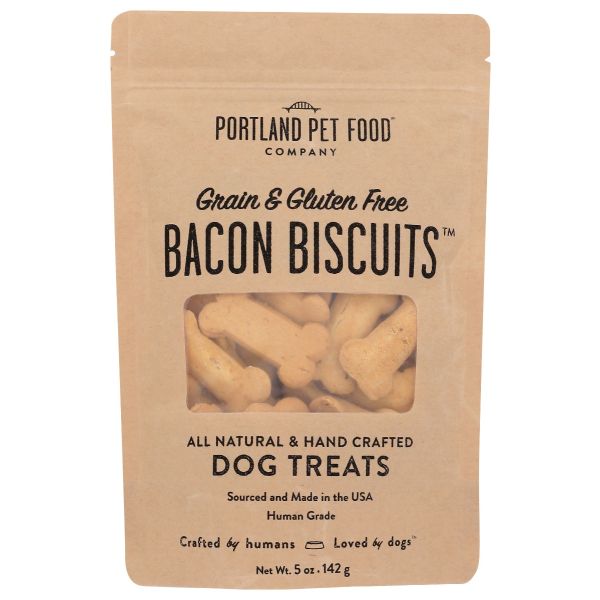 PORTLAND PET FOOD COMPANY: Grain and Gluten-Free Bacon Biscuit Dog Treats, 5 oz