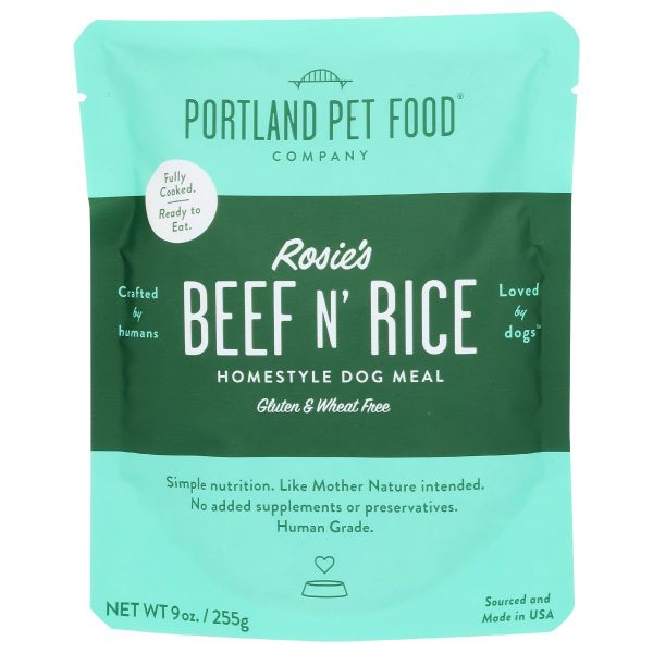 PORTLAND PET FOOD COMPANY: Rosies Beef N Rice Meal Pouch, 9 oz