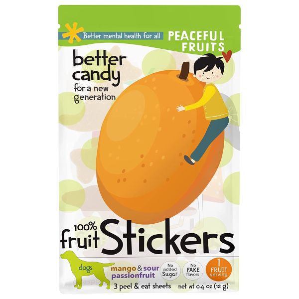 PEACEFUL FRUITS: Mango Passionfruit Candy Stickers, 0.4 oz