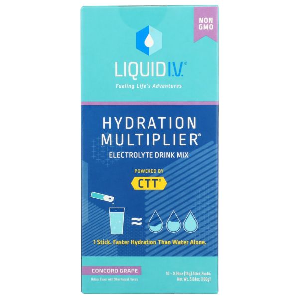 LIQUID IV: Hydration Multiplier Concord Grape 10Ct Box, 5.64 oz