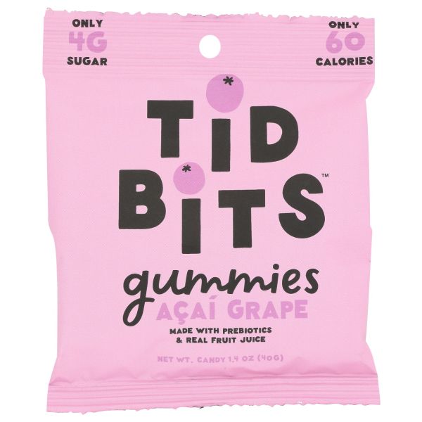 TIDBITS CANDY: Acai Grape Gummies, 1.4 oz