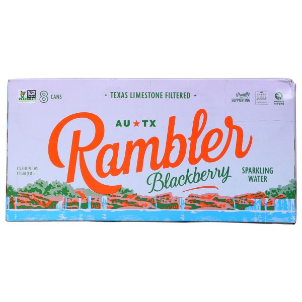 RAMBLER: Blackberry Sparkling Water 8Pk, 96 fo