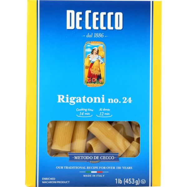 DE CECCO: Rigatoni No 24 Pasta, 16 oz