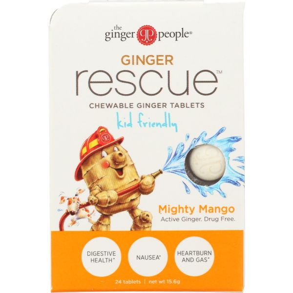 GINGER PEOPLE: Ginger Rescue Chewable Ginger Tablets Mighty Mango, 24 tb