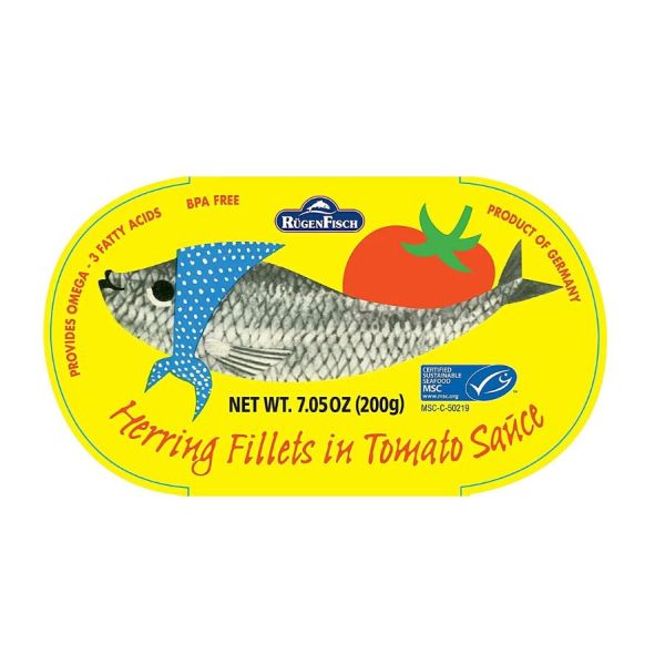 RUGEN FISCH: Herring In Tomato Sauce Tin, 7.05 oz