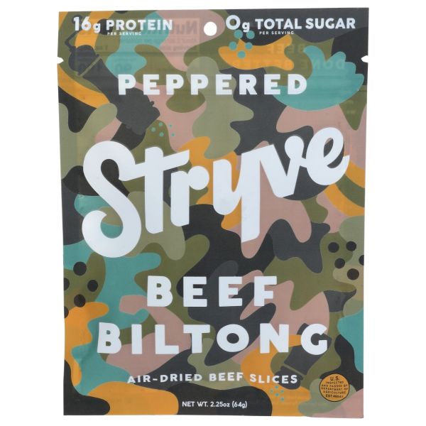 STRYVE PROTEIN SNACKS: Sliced Beef Biltong Peppered, 2.25 oz