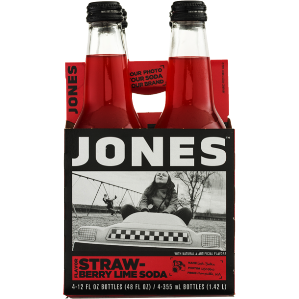 JONES: Strawberry Lime Cane Sugar Soda 4Pack, 48 fo