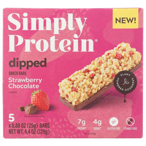 SIMPLYPROTEIN: Strawberry Chocolate Dipped Bar, 4.4 oz