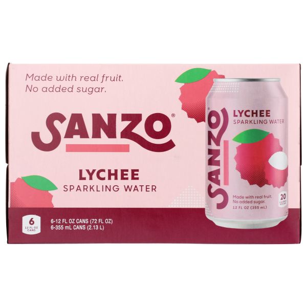 SANZO: Lychee Sparkling Water 6Pk, 72 fo