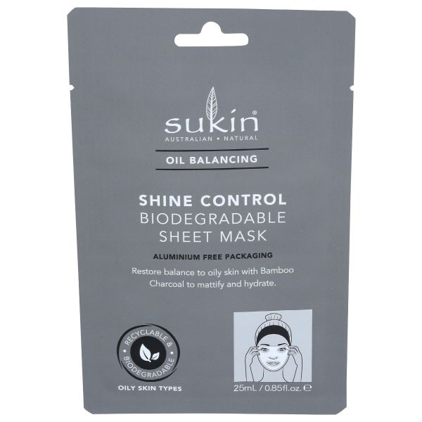 SUKIN: Shine Control Biodegradable Sheet Mask, 0.85 fo