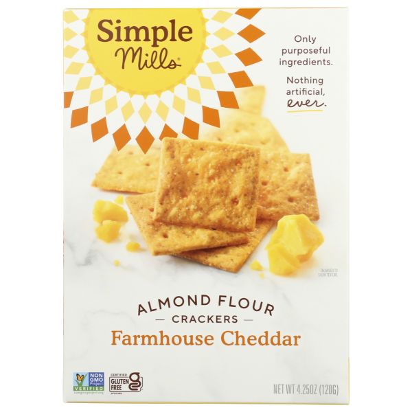 SIMPLE MILLS: Farmhouse Cheddar Almond Flour Crackers, 4.25 oz