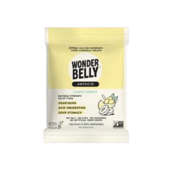 WONDERBELLY: Antacid Lemon Sorbet Pkt, 3 pc