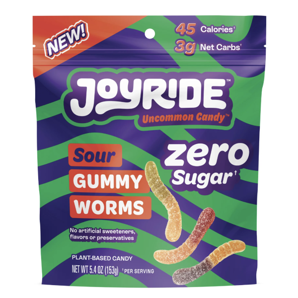 JOYRIDE: Gummy Sour Worms Zero, 5.4 OZ