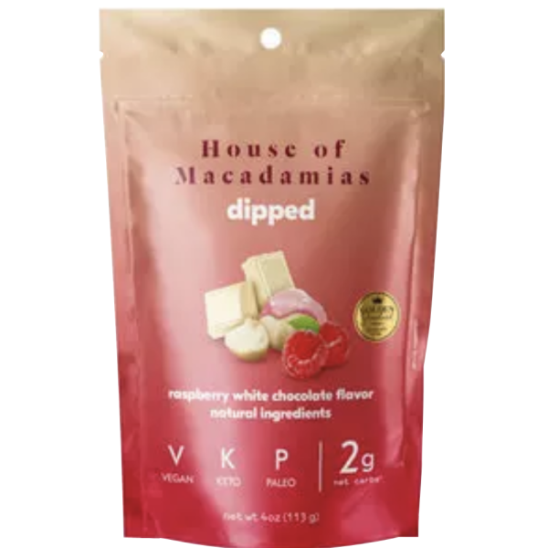 HOUSE OF MACADAMIAS: Nuts Rasp Whte Chocolate, 4 oz