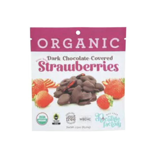 NUT FREE CHOCOLATE FACTORY: Choc Dark Cvrd Straw Org, 2.3 oz