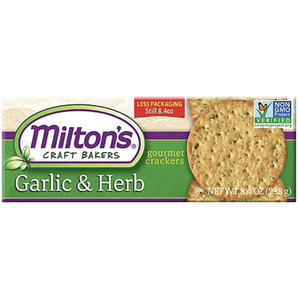 MILTONS: Gourmet Crackers Garlic Herb, 8.4 oz