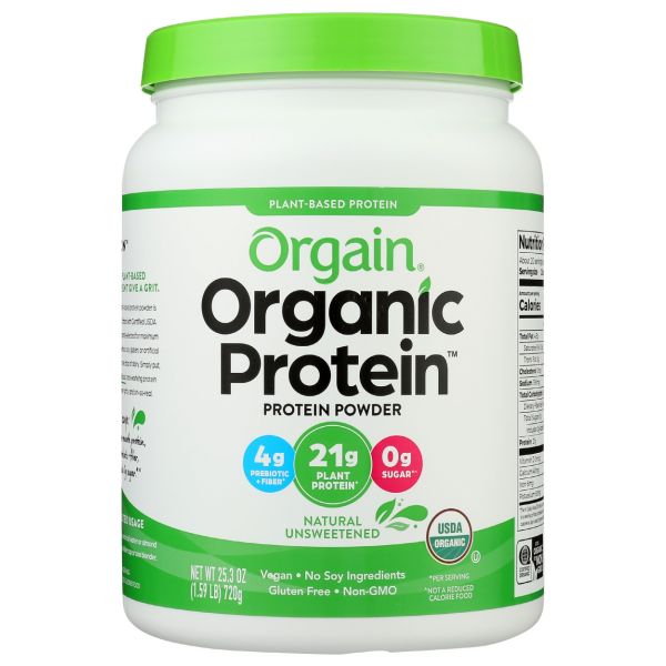 ORGAIN: Organic Protein Plant Based Protein Powder Natural Unsweetened, 25.3 oz