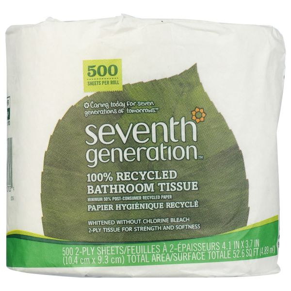 SEVENTH GENERATION: Recycled Bathroom Tissue 2Ply 500 Sheets, 1 ea