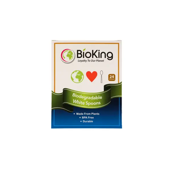 BIO KING: Heavy Duty White Spoon, 24 pk