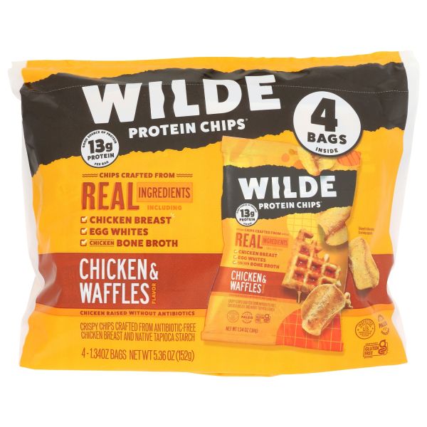 WILDE SNACKS: Chicken Waffles Chips 4Pk, 5.4 oz