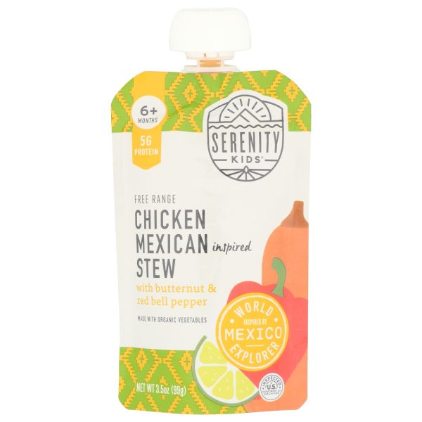 SERENITY KIDS: Chicken Mexican Stew Baby Food Pouch, 3.5 oz